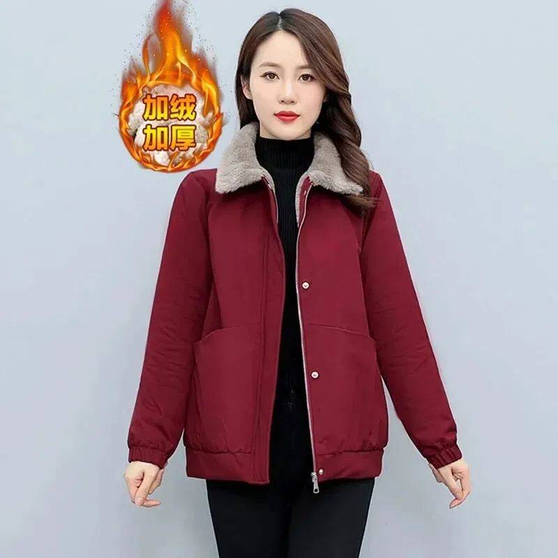 秋冬季短款外套女新款大码高级感宽松加绒加厚时尚棒球服棉衣棉服
