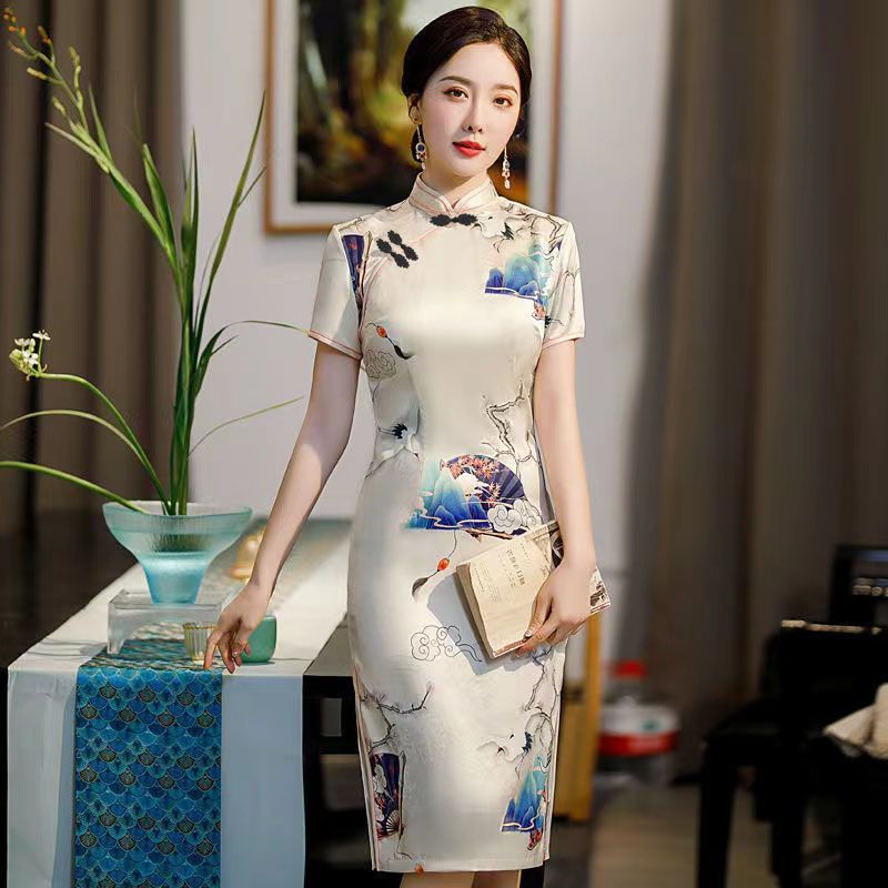 中年妈妈夏季新中式改良高端旗袍女新款复古中国风中长款连衣裙子