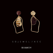 港风夸张几何不对称设计复古抽象艺术耳环金属高级感耳钉耳饰耳夹