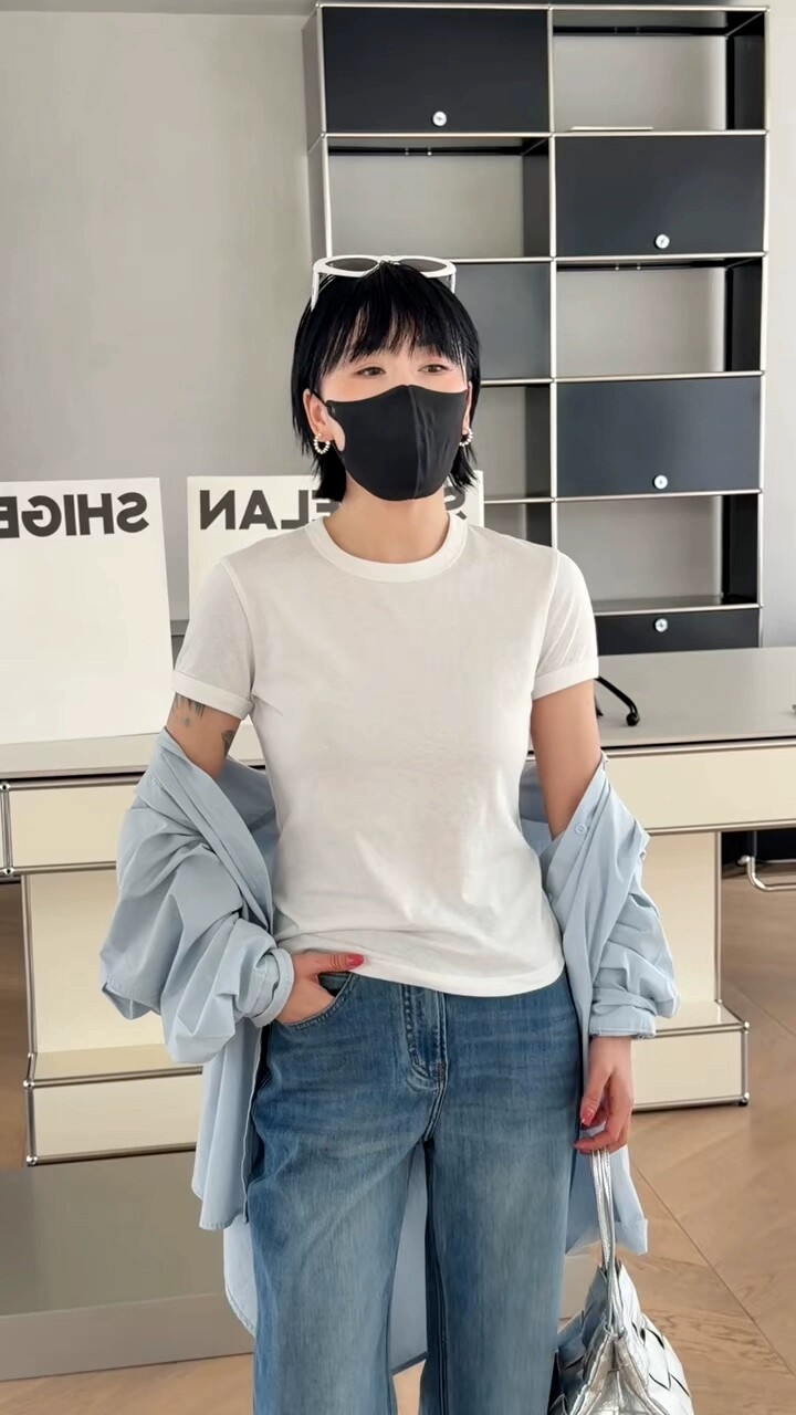 主推诗歌兰正品女装2026春季新款58569小版型T恤正肩短袖弹力修身
