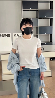 主推诗歌兰正品女装2026春季新款58569小版型T恤正肩短袖弹力修身