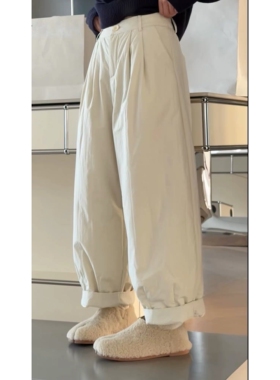 秒发诗歌兰女装2025冬款58771简约小众慵懒松紧腰休闲裤九分棉裤