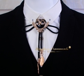 欧美领绳波洛领带男士 BOLO TIE宝石领带领结水晶猫头鹰项链配饰