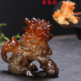 创意热水变色茶宠摆件茶玩可养麒麟茶盘茶台茶艺茶桌茶具配件饰品