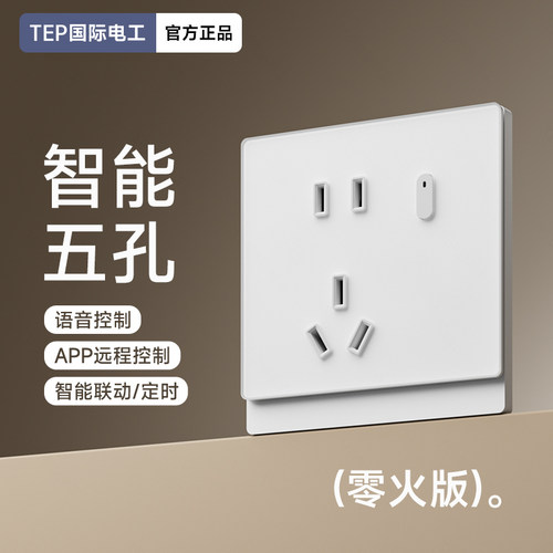 TEP国际电工米家APP智能五孔插座