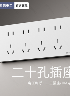 TEP国际电工明装明盒明线白色开关面板墙壁20二十5五二孔插座电源