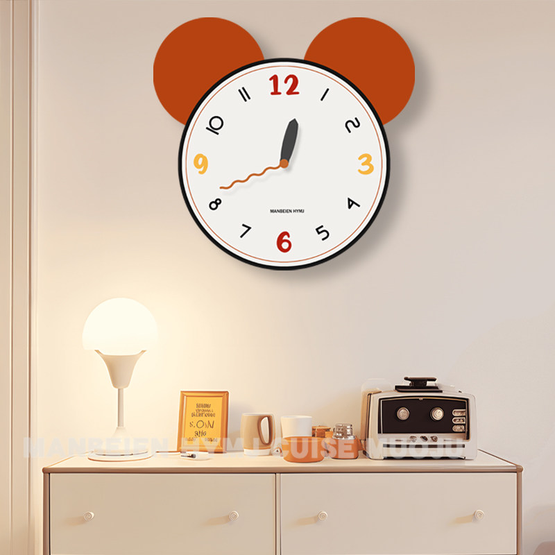 汉仪墨迹客厅免打孔可爱风挂钟