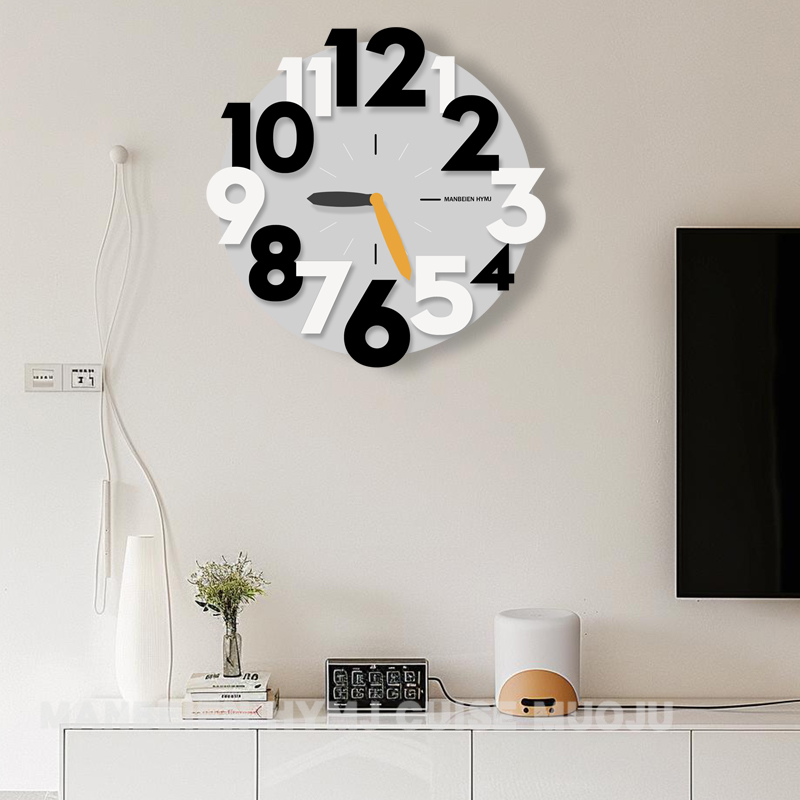 汉仪墨迹客厅免打孔时钟钟表挂钟