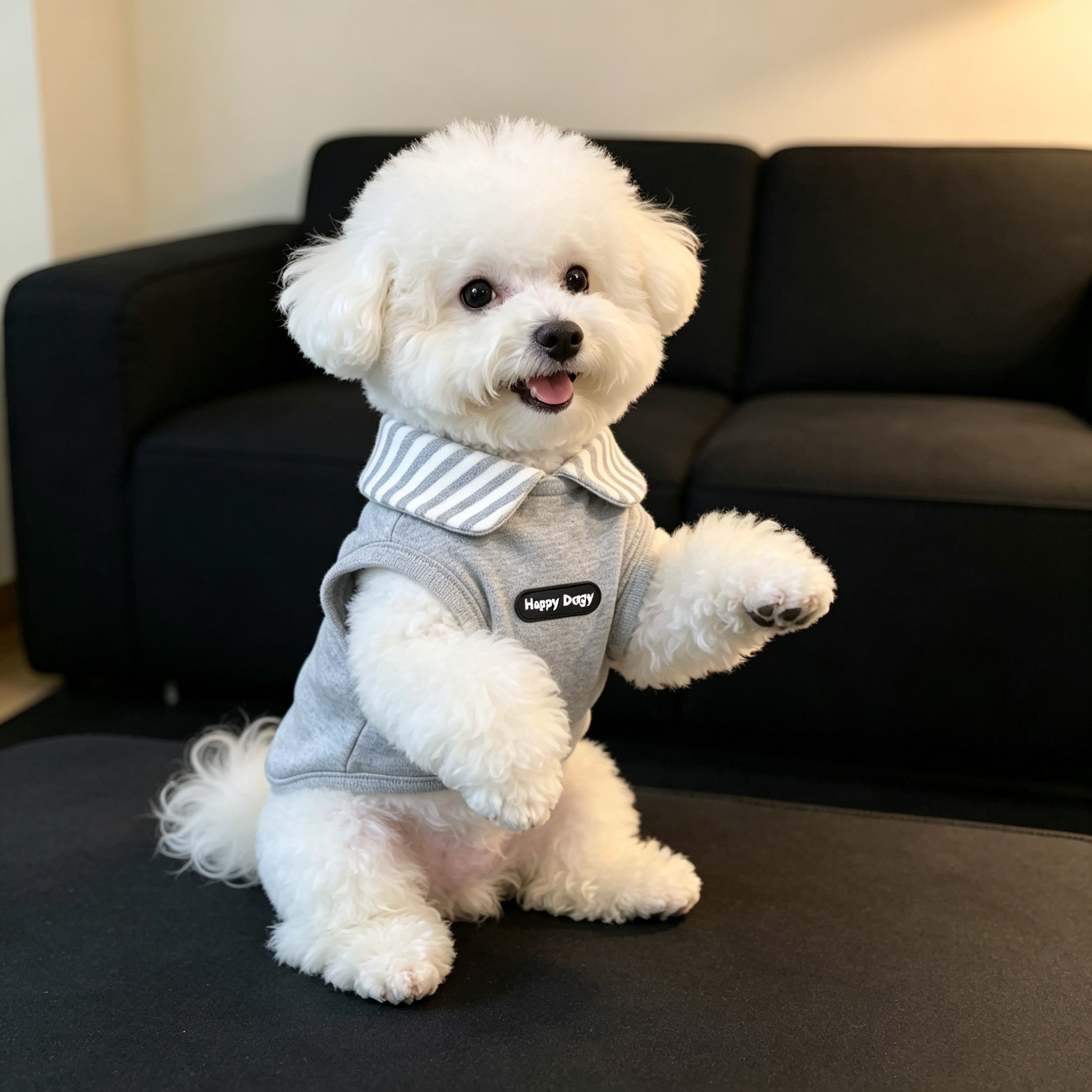 狗狗德绒衣服简约条纹Polo领宠物秋冬比熊泰迪雪纳瑞中小宠物衣服