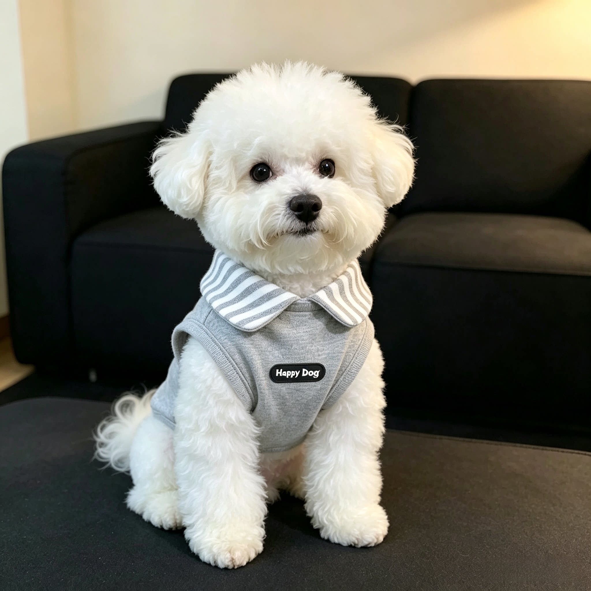 狗狗德绒衣服简约条纹Polo领宠物秋冬比熊泰迪雪纳瑞中小宠物衣服