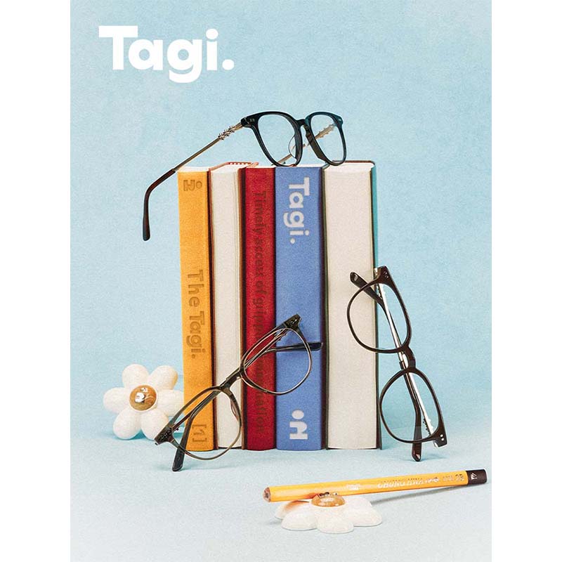 Tagi.复古小花光学眼镜框镜架平光镜黑框素颜镜可配度数镜框