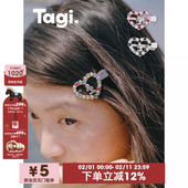 Tagi.想象 爱心金属镶钻复古刘海夹发夹侧边夹发饰