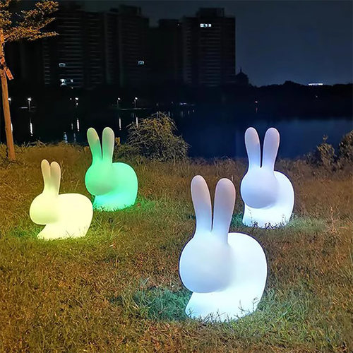 户外发光兔子灯 中秋广场七彩装饰兔子凳防水 创意活动望月玉兔灯