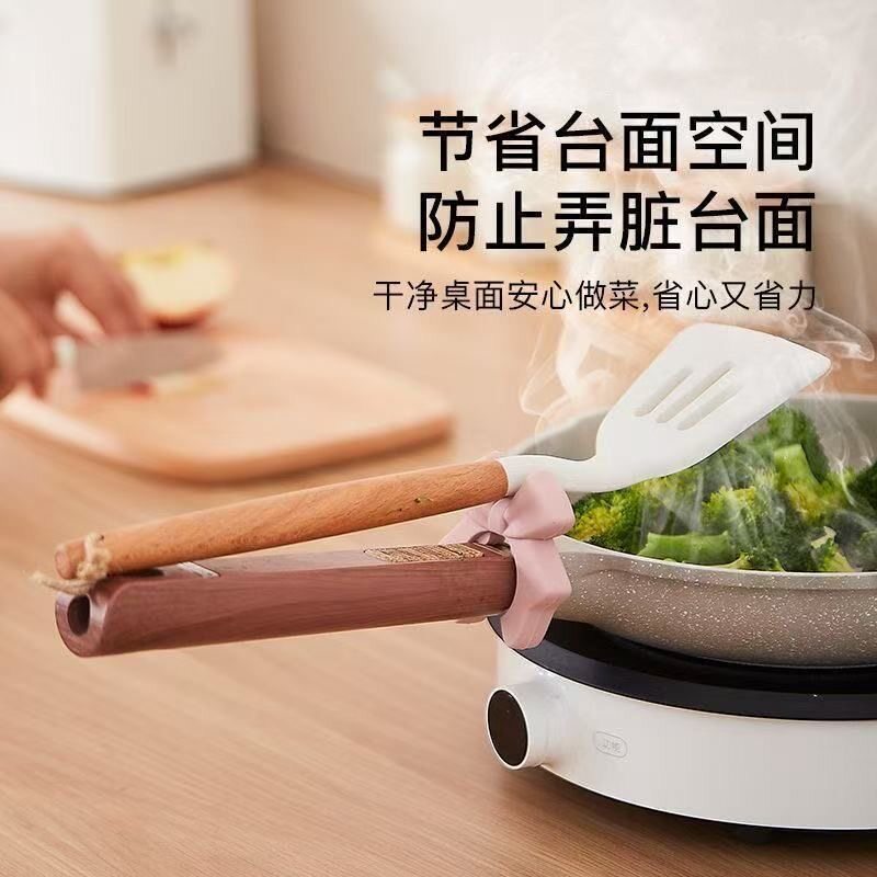 硅胶防滑耐高温蝴蝶结锅铲架