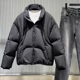 G家男装2025冬季新款黑色立领短款羽绒服