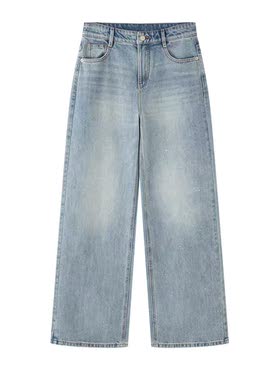 艾诺丝专柜正品国内代购2026春装新款高腰阔腿牛仔裤BR321115