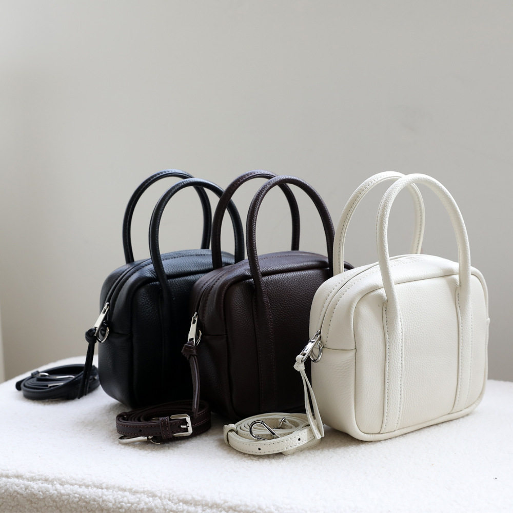 2025春夏小众设计波士顿包真皮迷你手提包女斜挎包通勤小方包