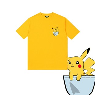 皮卡丘t恤短袖 纯棉圆领休闲潮流5分袖 情侣童装 半袖 亲子装 2020夏季