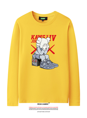 KAWS 联名芝麻街长袖t恤秋季薄款打底衫单穿纯棉休闲男女情侣款