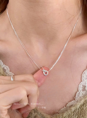 环环相扣银白色双层项链女2026新款爆款简约高级感锁骨链百搭项链
