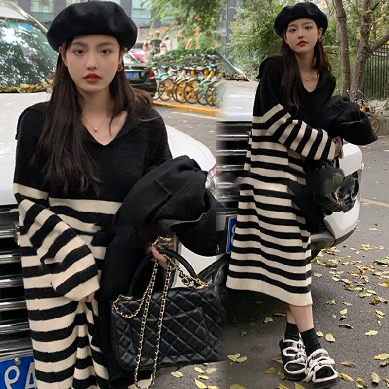 清！【80-160斤】孕妇哺乳连衣裙时尚洋气大码秋冬季毛衣裙子显瘦