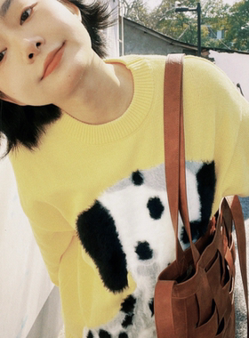 清！孕妇毛衣黄色古着毛衣女懒惰风温柔软糯糯针织衫