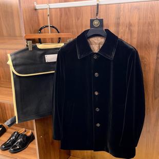 【意式高奢 商务休闲】高级感 冬季保暖中长款金丝绒外套羽绒服男