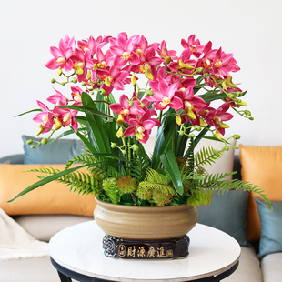 特大号仿真花高档3d手感PU大蕙兰花客厅电视柜假花玄关茶几摆设花