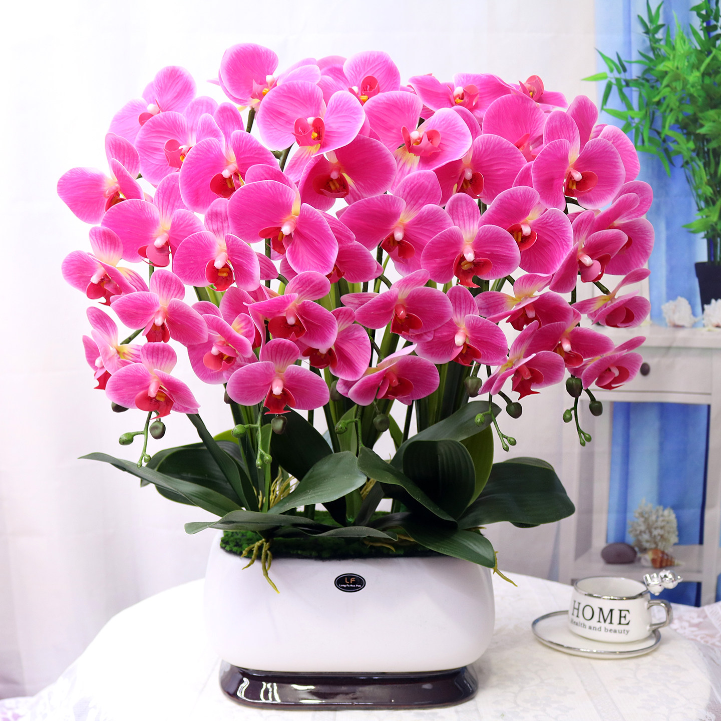 仿真花特大号保湿手感蝴蝶兰客厅茶几假花电视柜玄关酒柜装饰摆件