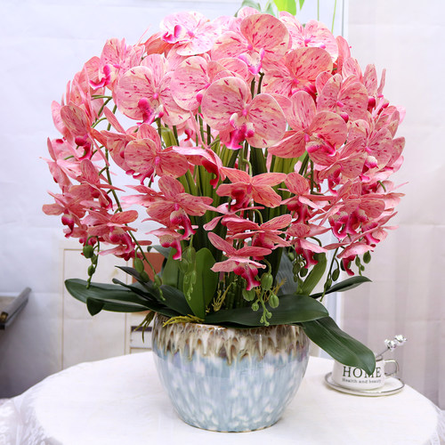 仿真花特大号手感PU蝴蝶兰客厅茶几装饰花电视柜玄关假花公司摆件