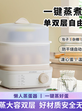 HYUNDAI电蒸锅蒸蛋器多功能小型蒸包子馒头宿舍迷你煮鸡蛋早餐机