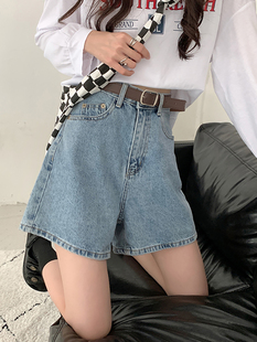 宽松显瘦百搭直筒休闲裤 胖妹妹mm牛仔阔腿短裤 高腰大码 夏季 女 薄款