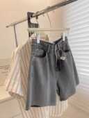 梨形身材宽松显瘦休闲阔腿五分裤 高腰牛仔短裤 胖mm大码 薄款 女夏季