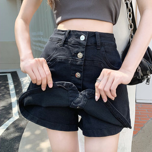 大码 裙夏 胖MM牛仔半身裙女高腰显瘦设计感小众a字包臀裙辣妹短裤