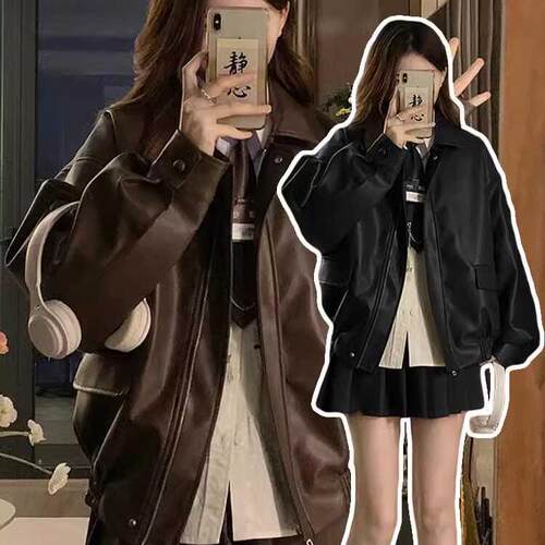 休闲机车皮衣夹克外套美式