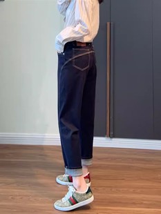 胖MM宽松显瘦九分烟管哈伦老爹裤 高腰大码 子 女春秋新款 直筒牛仔裤