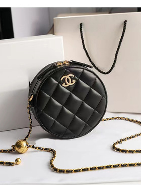 品牌小香风菱格链条包小圆包新款女包时尚单肩包斜挎包圆饼包