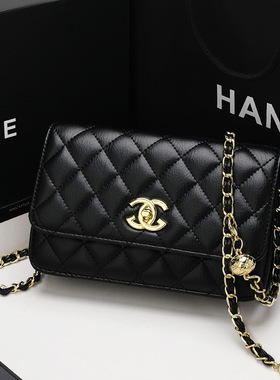 轻奢时尚斜挎包时尚经典新款小香风菱格链条包真皮女包单肩包