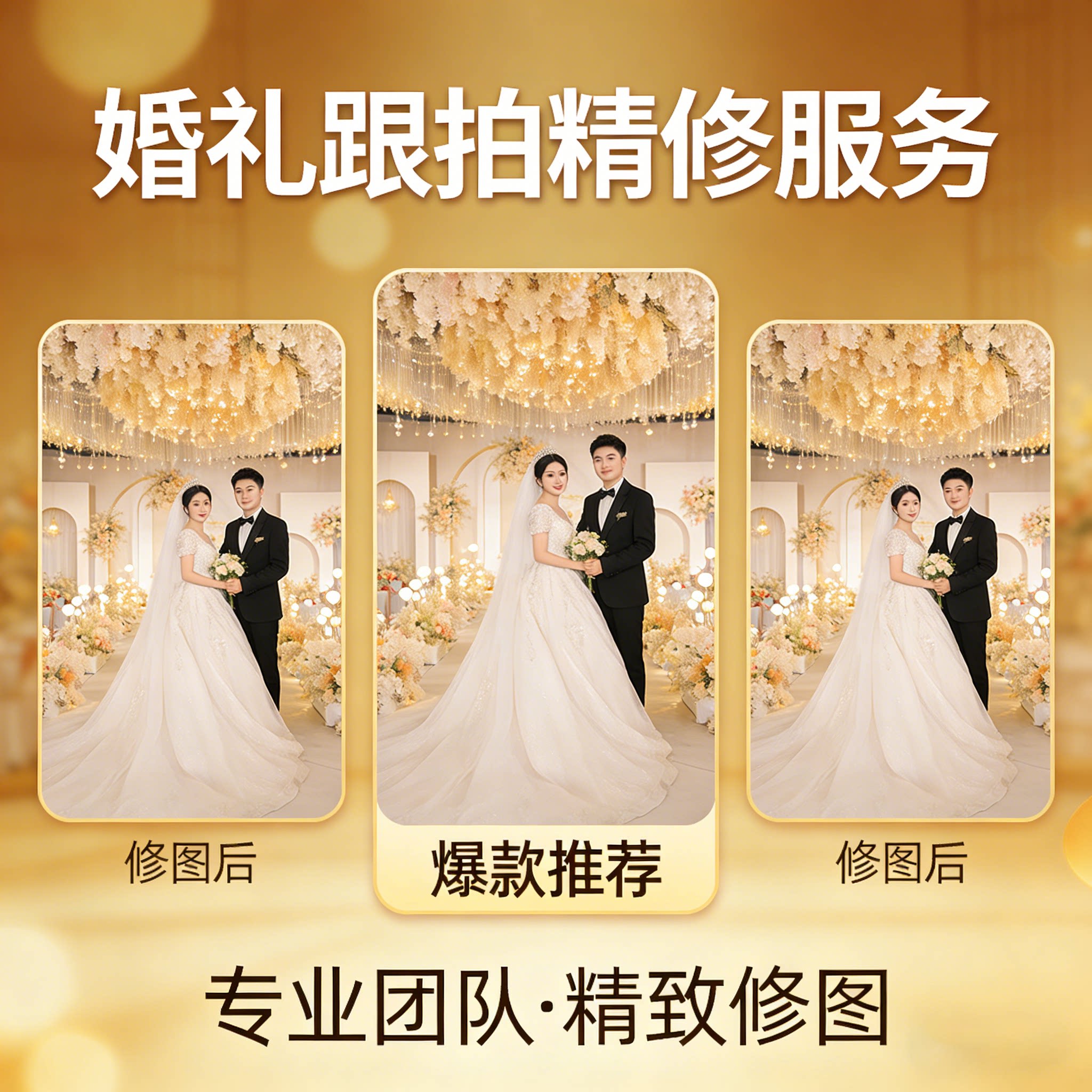 婚纱照精修 婚礼跟拍修图 旅拍写真人像PS调色 专业修图服务