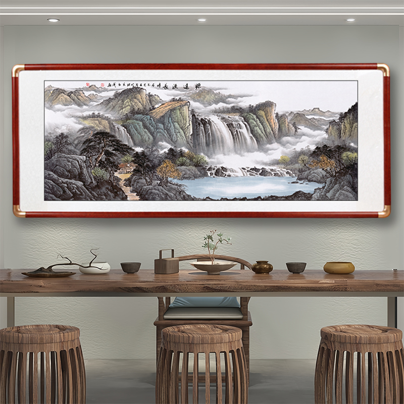 新中式聚宝盆国画山水画