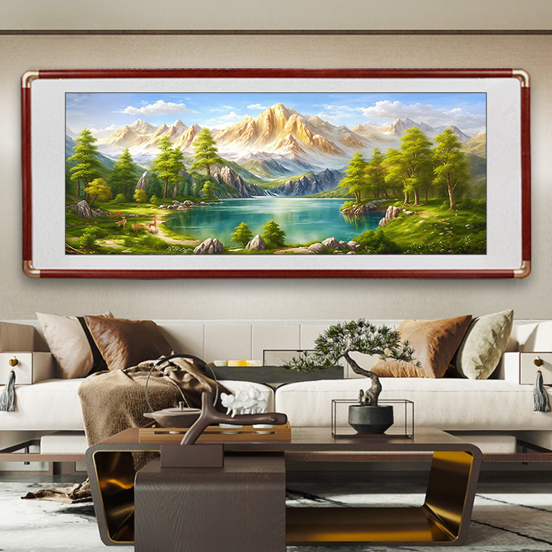 金山聚宝盆山水画客厅沙发背景墙