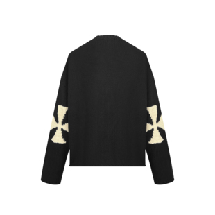 ASKYURSELF 十字卷边针织圆领毛衣