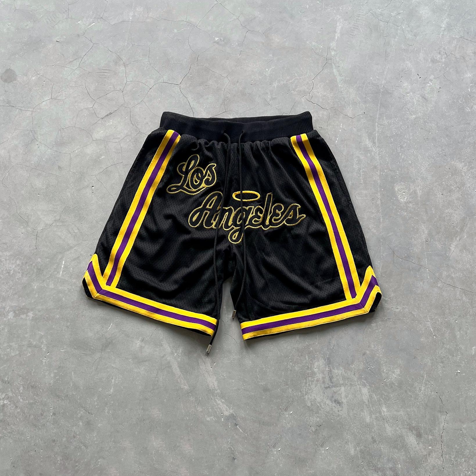 运动短裤条纹网面LA官方正品刺绣