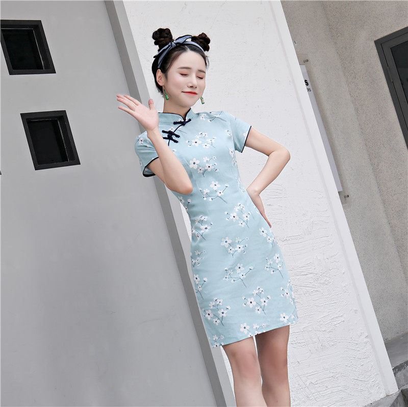 老上海中国风年轻款少女旗袍改良版连衣裙小个子性感新款旗袍日常