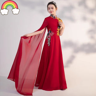高端儿童古筝演出服中国风红色民乐二胡艺考礼服女童古典舞表演服