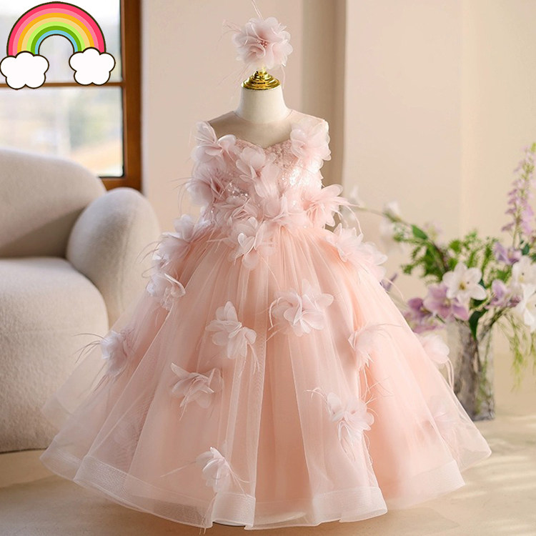 高端儿童礼服公主裙小女孩生日晚礼服走秀钢琴演奏演出服女童礼服