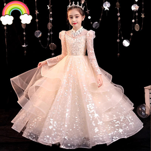 高定儿童礼服大童公主裙女童主持人唱歌演讲比赛长裙轻奢小众钢琴