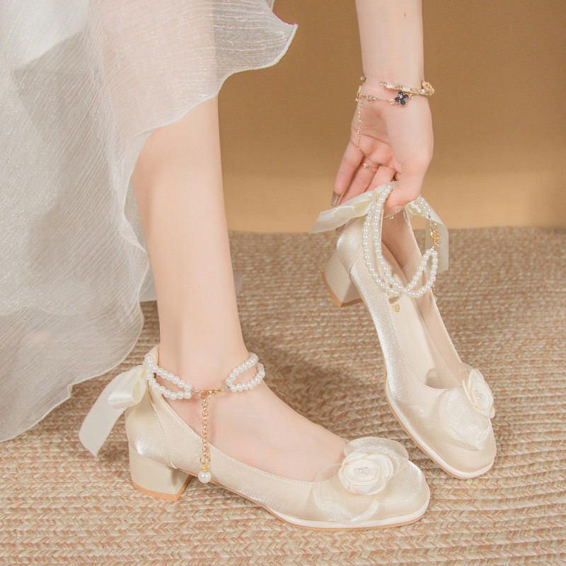 粗跟旗袍高跟鞋婚鞋单鞋