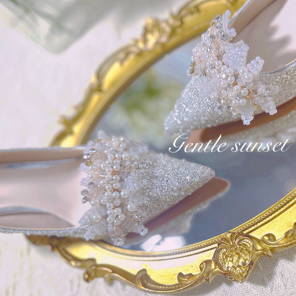 高跟鞋水晶主婚纱高级感珍珠婚纱