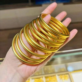 镯子久不掉色 细款 金店款 镀金古法传承手镯女越南沙金仿真实心正品
